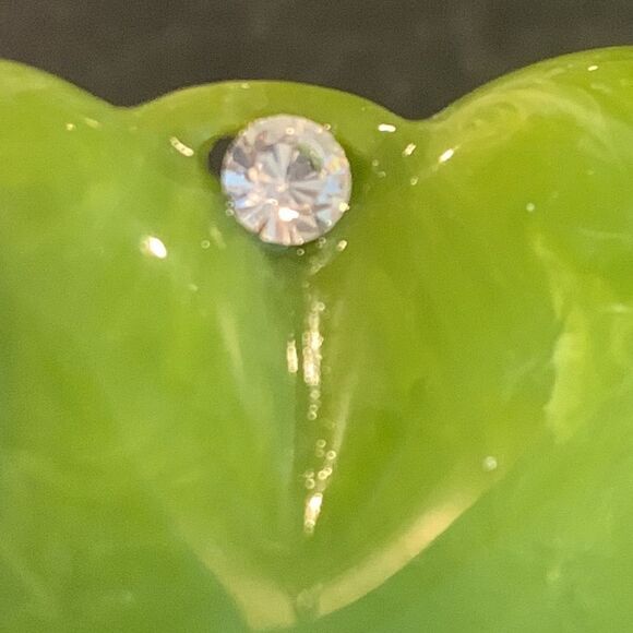 Vintage 1960s Green Puffy Heart Brooch Pin - Retro Charm - Picture 4 of 8